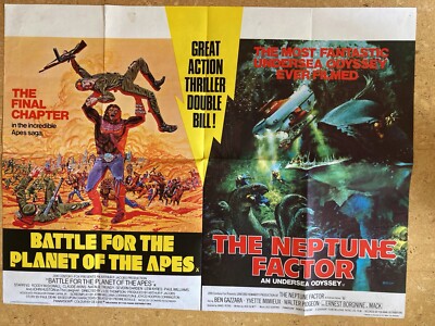 Battle Planet Of The Apes / Neptune Factor, Plakat GB-Quad ca 30x40  /76x101