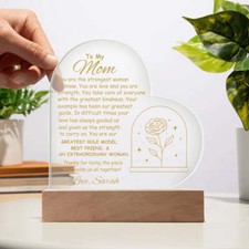 Mom Acrylic Heart Plaque Gift from Son Daughter