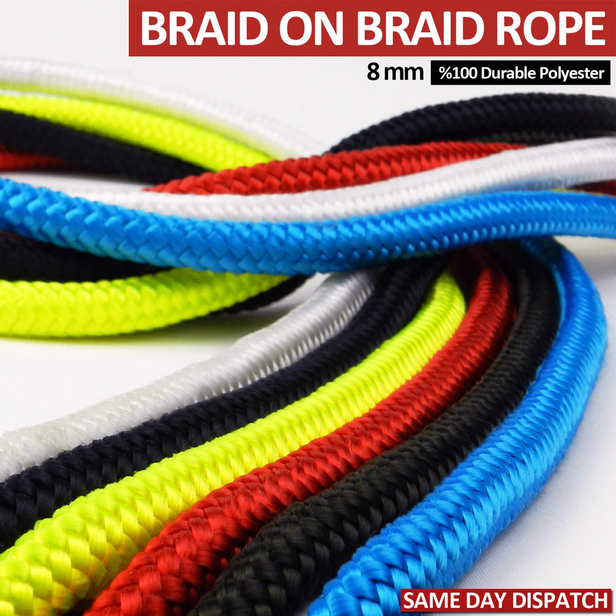 4mm Double Braid Polypropylene Rope Extra Strong Nylon Para Cord Marine Cord  New