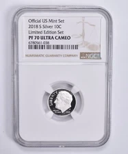 PF70 UCAM 2018-S Silver Roosevelt Dime Limited Edition NGC BROWN Label