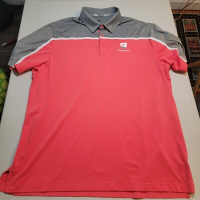 Adidas Golf Polo Shirt Mens XLarge XL Salmon Pink Gray Polyester Top