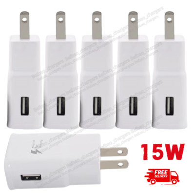15W Fast Charging Block USB Wall Charger Plug for Samsung Galaxy S20/S10/S9 Lot