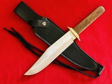 CUSTOM BOWIE KNIFE - HANDMADE 3 WOOD PEGS IN HANDLE 8 BLADE UNUSED- SHEATH
