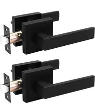 Probrico 2 Pack Square Door Lever Door Lock Handle