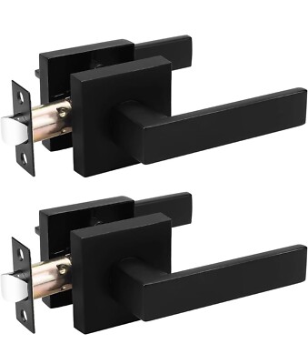 Probrico 2 Pack Square Door Lever Door Lock Handle