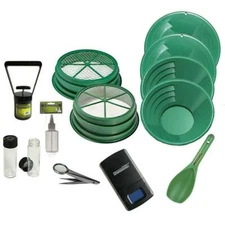  SSB 13pc Green  Large Gold 1/2" & 1/8" Classifier Screen & Gold Pan Panning Kit