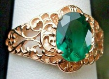 GENUINE Emerald Ring, .9ct Rose Gold over Sterling Silver Made To Order D14