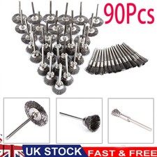 90* Wire Wheel Cup Brush Drill Set Stainless Steel For Dremel Rotary Tool UK