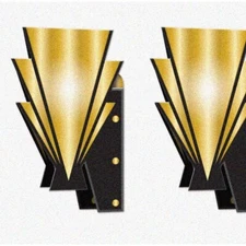 Golden Era Wall Accents - 4 Piece Set for Awards Night Decor, 15" Black/Gold - V
