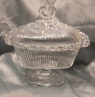 Vintage Indiana Glass Lace Edge Clear Footed Pedestal Candy Dish with Lid — photo 3