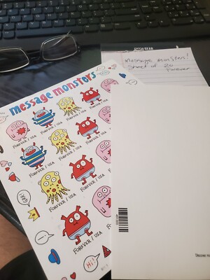 USPS Postage Stamps Sheet of 20 First Class for Letter  Message Monsters