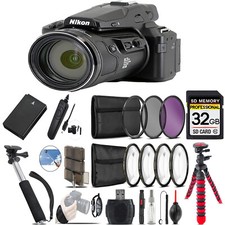 Nikon COOLPIX P950 Digital Camera  Spider Tripod  Extra Battery - 32GB Kit