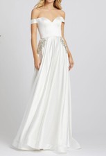 Ieena Mac Duggal 55273 Bead Pocket Gown SZ 0 White