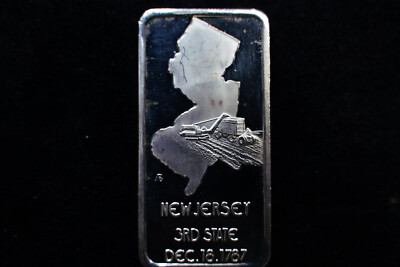 1974 Trenton New Jersey 3rd State 1787 1oz 999 FINE Silver Art Bar