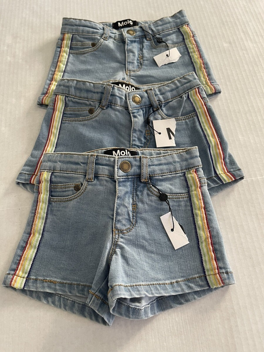 MOLO NWT GIRLS ANGELINA RAINBOW STRIPE DENIM SHORTS SZ