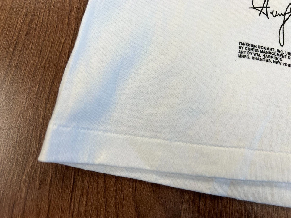 CAMISETA VINTAGE HUMPHREY BOGART BIG FACE STIPPLE ART CAMISETA L 1994 CAMBIOS AUTOMÁTICOS NOS Foto 4 de 4