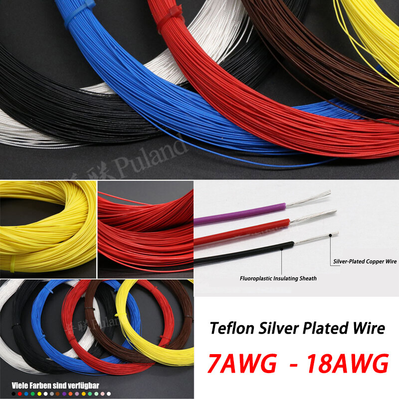 7AWG 18AWG PTFE Silverplated Copper Stranded Electrical Wire Cable