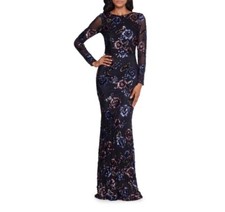 Betsy and Adam Floral Sequin Sheath Gown size 14