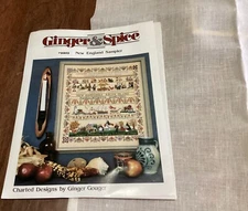 New England Sampler GInger & Spice Counted Cross Stitch w/ linen fabric 25 x 27