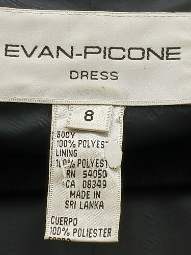 Evan-Picone Women's A-line Maxi Dress 8 Black Solid Long Sleeve - Picture 6 of 10