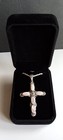 Sterling 925 Marcasite, Mother of Pearl Cross and 24’ Sterling Silver Rope Chain — photo 3
