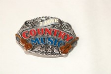 I LOVE COUNTRY MUSIC - Pewter Belt Buckle - Siskiyou Buckle Co