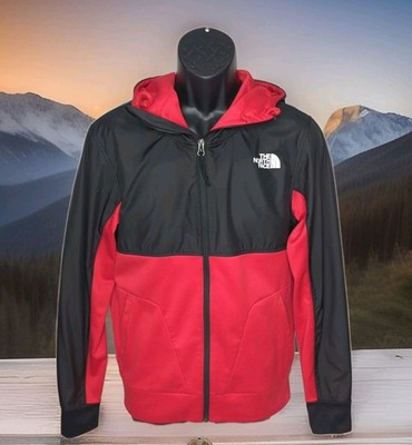 The North Face Training Jacket Hoodie Logo Men Small Fleece Hooded Red Black Gym