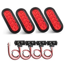 6 Inch Oval LED Trailer Tail Light - 10LEDs Red Stop Turn Brake W/Pigtail,