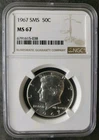 1967 50c Kennedy Silver Half Dollar from Special Mint Set NGC MS67
