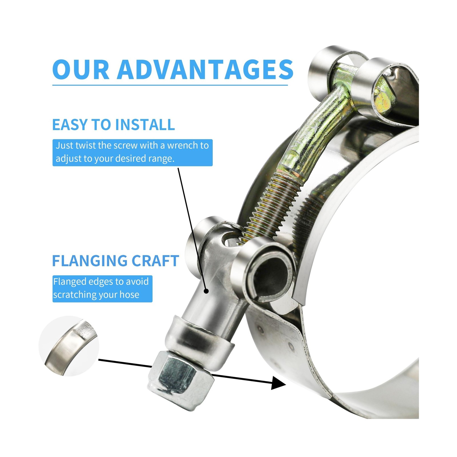 12pcs Hose Clamp Set, PEROMI T-bolt Radiator Heavy Duty Hose Clamps 6 Size 3/...