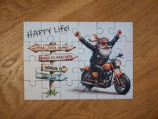 Puzzle Karte Happy Life Rente Ruhestand Scheidung Freiheit Motorrad Biker Mann