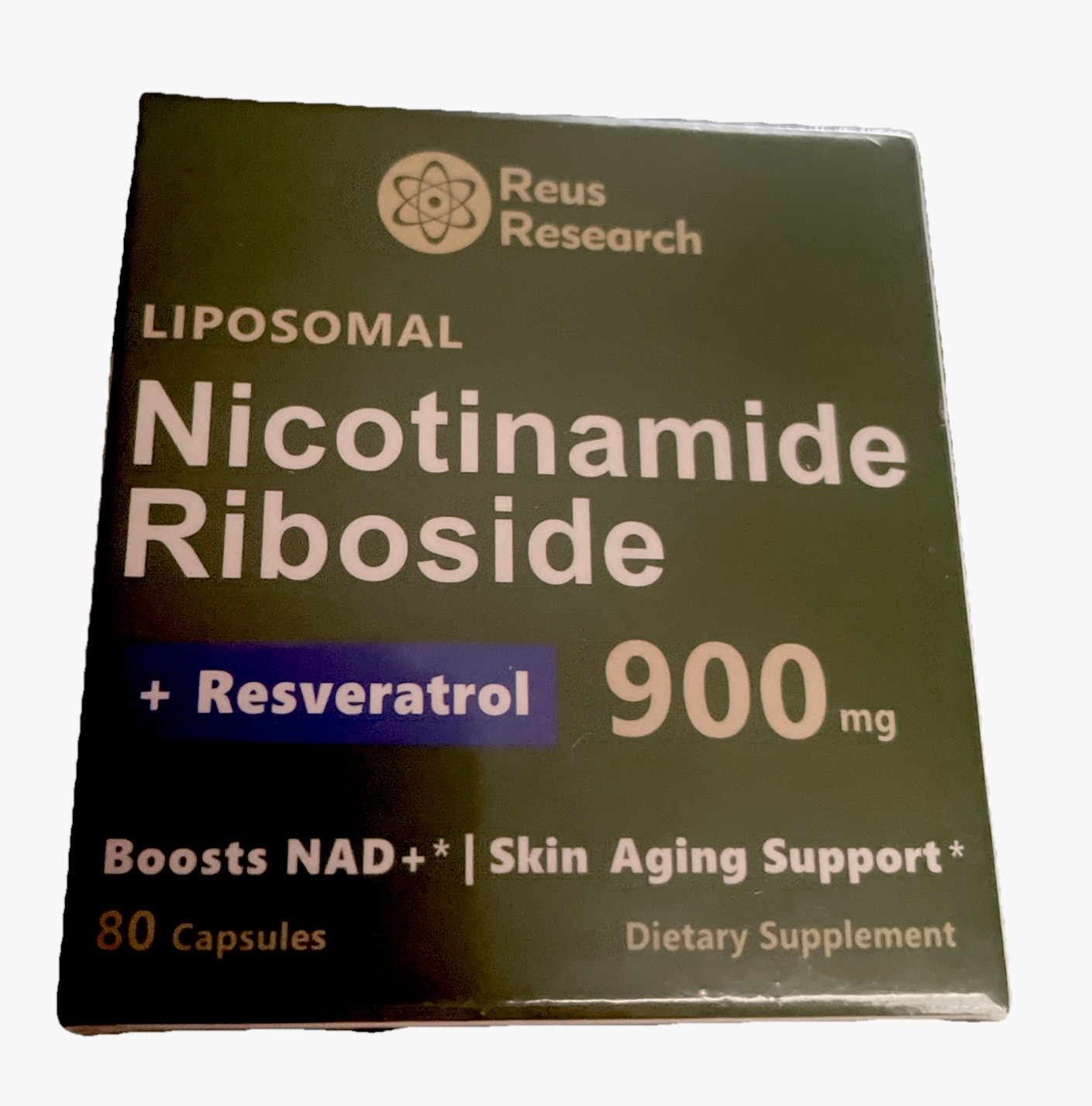 Reus Research NAD+ Liposomal Nicotinamide Riboside Resveratrol 900mg 80 Capsules
