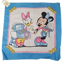 Vintage Disney Minnie Mouse Daisy Duck Bandana Blue Cotton Blend Made in USA