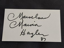 Marvin Hagler Signed Index Card Boxing Champi...