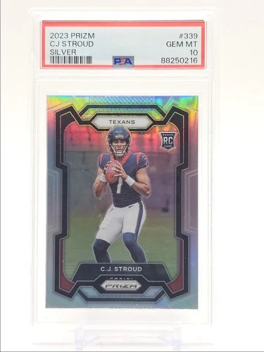 C.J. STROUD 2023 PANINI PRIZM ROOKIE FOOTBALL SILVER A RC PSA 10 Q0004