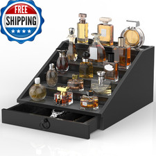Upcessory Wooden Cologne Organizer For Men Enhanced 5 Tier Cologne Stand Shelf