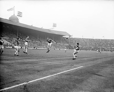 West Auckland Towns Stan Skelton completely misses ball as he atte- Old Photo