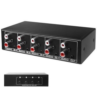 Audio Switcher, Audio Umschalter 4 In 1 Out, Audio Switch 3,5 Mm Aux + RCA L/...