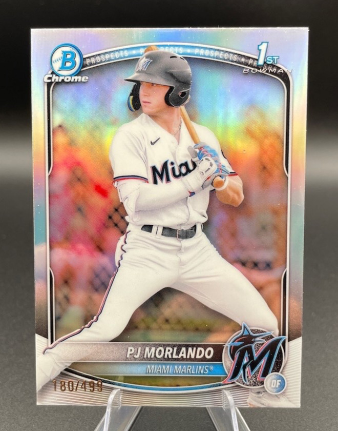 PJ Morlando - 2025 Bowman Chrome 1st Refractor #BCP-91 - /499 - Marlins