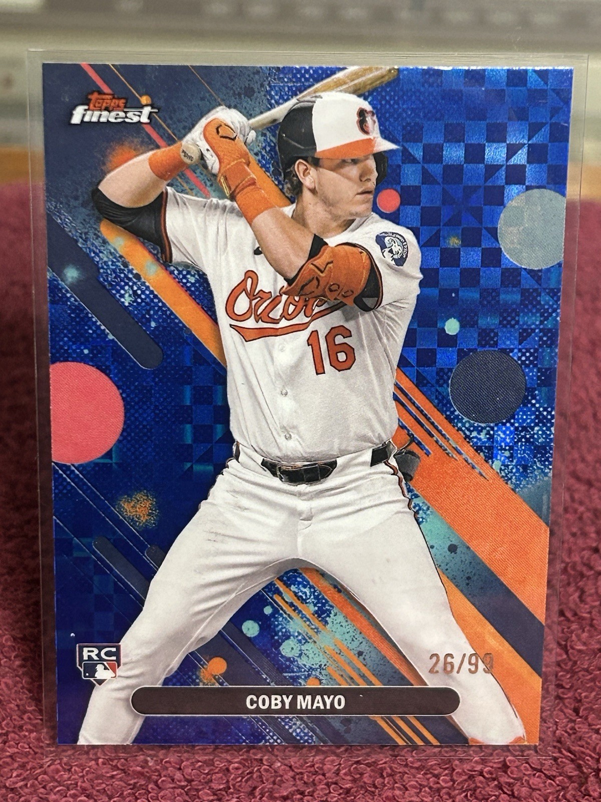 2025 Topps Finest - Common Coby Mayo #26 Blue Checkerboard Refractor /99 (RC)