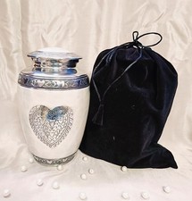 Silver Heart Cremation Urn, Urns for Human Ashes, Large Cremation Urn, Urns