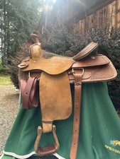 Roughout 16  Roper Western Saddle Semi QH Bars Rawhide Basketweave