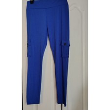 STRETCHY SILKY ELECTRIC BLUE LADIE'S CARGO STYLE YOGA PANTS