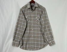VTG Levis Mens Medium Plaid Button Up Long Sleeve Shirt White Tab