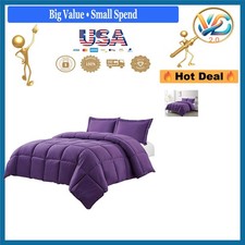 Queen All Season Down Alternative Comforter Set Hypoallergenic Plush Purple