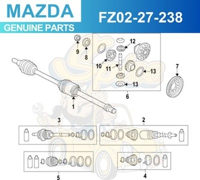 Mazda 3, 6 & Cx-5 Cx5 Getriebe oder Differential Achsausgang Dichtung FZ02-27...