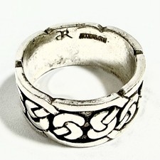 Vintage JR Sterling Silver Celtic Knot Wide Band Ring Size 9 12g Eternity Knot