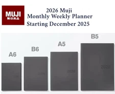 Muji  2026 Monthly Weekly Planner DarkGray  Start 2025.12 A6 or B6 or A5 or B5