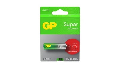4891199216855 Bateria alkaliczna LR6 / AA 1,5V SUPER /6szt./ GP Battery