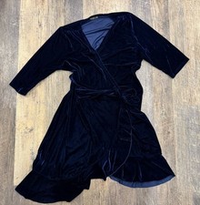 Shein Curve XXL Blue Faux Wrap Dress 95% Polyester